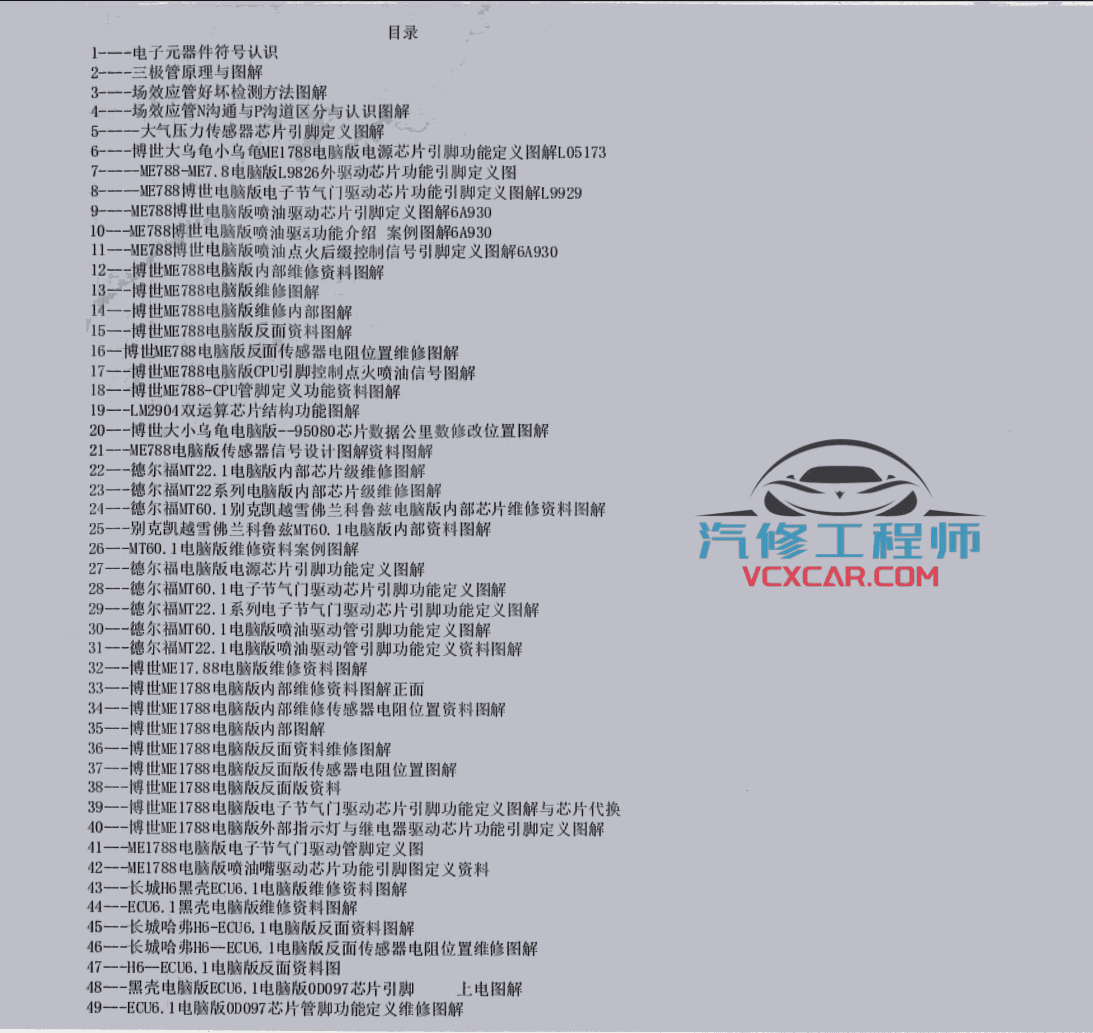 📂汽车电脑板 | ECU 汽车电脑版ECU内部维修资料彩色图解 博士 德尔福 针脚图定义 （64页46M）