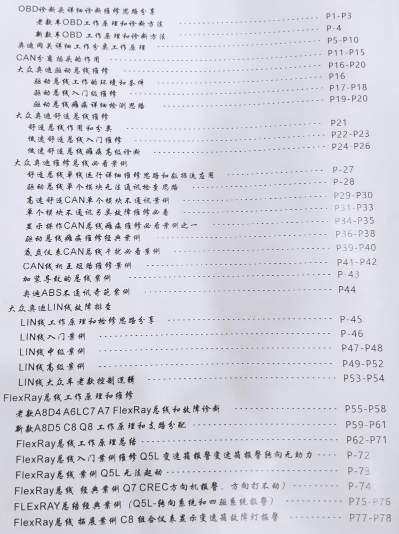 📂奥迪 | Audi 2021年 大众奥迪进阶高手之路 诊断维修分析 总线维修 4代 5代防盗 故障维修案例（308页1.87G）