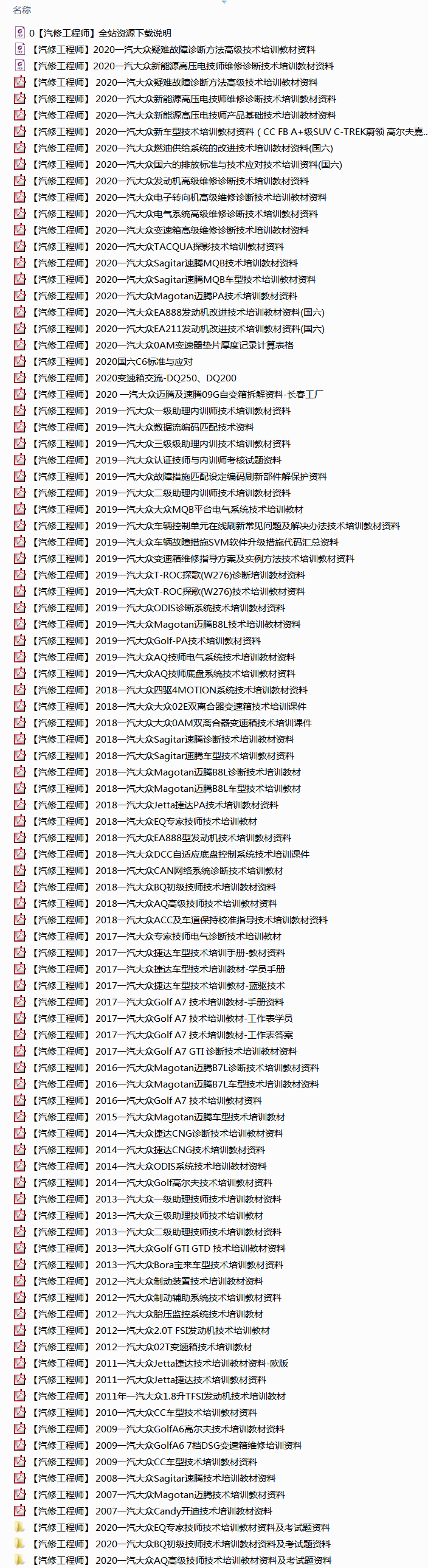 📂大众 | VW原厂 核心技术培训 2020年一汽大众诊断ODIS 初级+中级+高级+专家 认证技师培训】（14.7G）