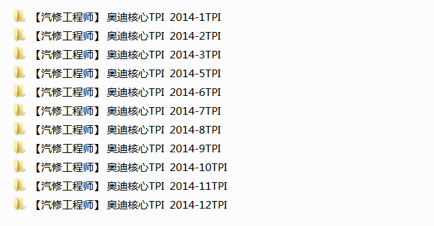 📂奥迪 | Audi原厂TPI 技术通报 故障案例 故障问题查询 2014年1~12月全（900份430M）