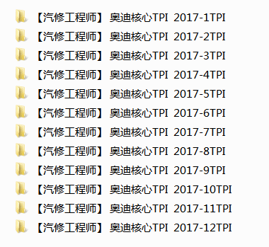 📂奥迪 | Audi原厂TPI 技术通报 故障案例 故障问题查询 2017年1~12月全 (690份225M)