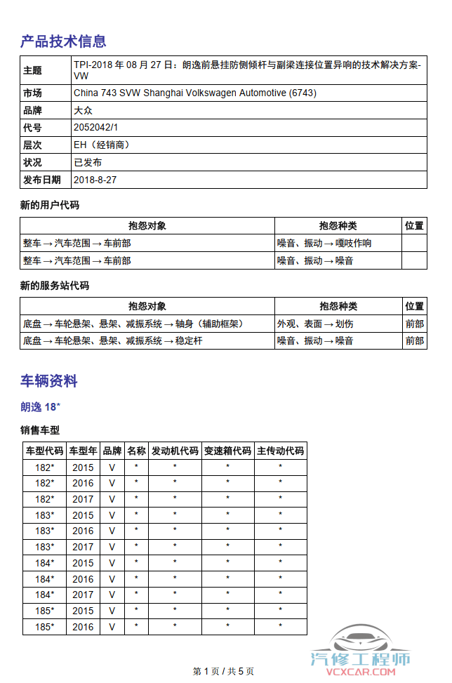 📂上汽大众 | 原厂TPI 技术通报 故障案例 2018~2019年初 （维修指导）（37份27M）