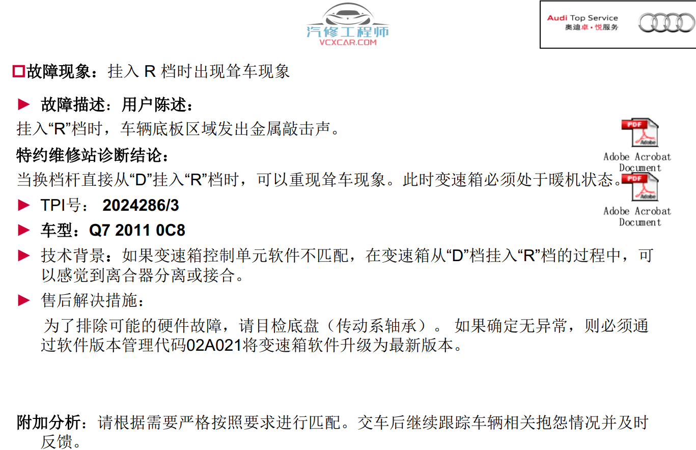 📂奥迪 | Audi原厂SOST 技术培训—2011年第1、2、3期 内部资料 故障案例（735M）