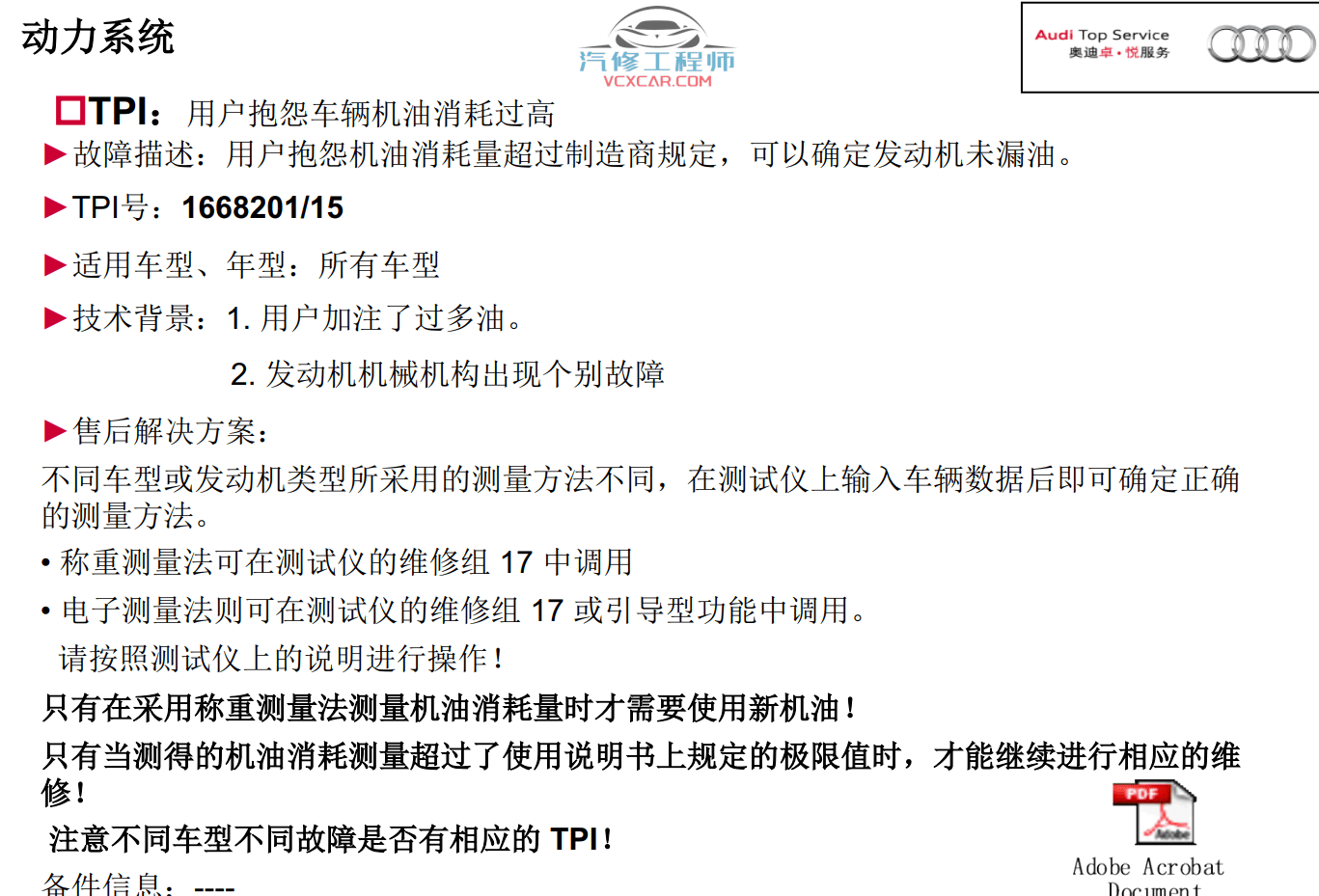 📂奥迪 | Audi原厂SOST 技术培训—2011年第1、2、3期 内部资料 故障案例（735M）