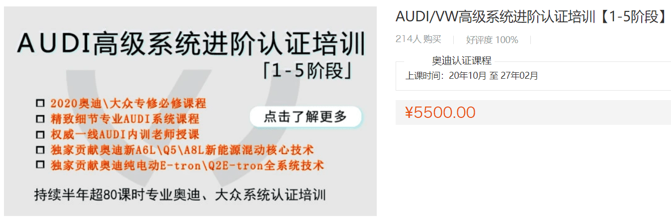 🎓[SVIP·积分课程] 奥迪 | Audi 大众VW 5500元课程 奥迪技术 高级系统进阶认证培训【1-5阶段】带固件数据（76G）