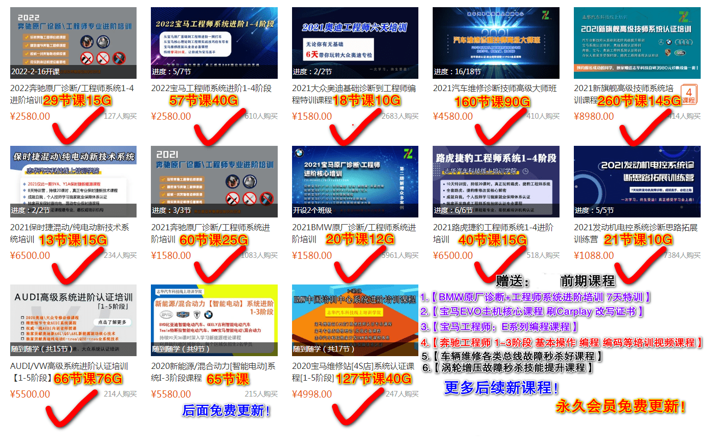 🎓[SVIP·积分课程] 宝马 | BMW 1580元课程 BMW原厂诊断+工程师系统进阶培训 7天特训 第2期（11.6G）
