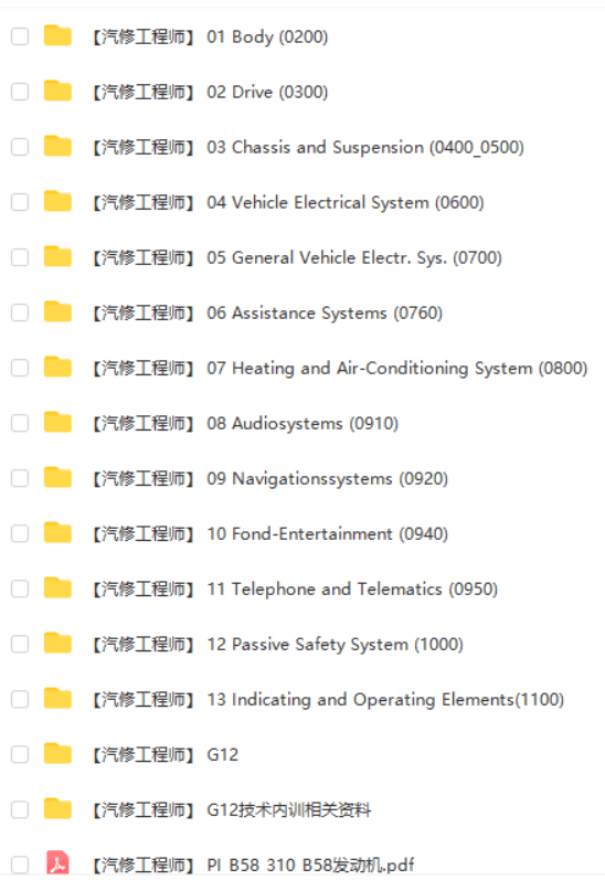 📂宝马BMW | 原厂资料 2015年前 最全合集版：原厂车型技术培训 原厂发动机变速箱学习手册资料教程课件（85G7300份）