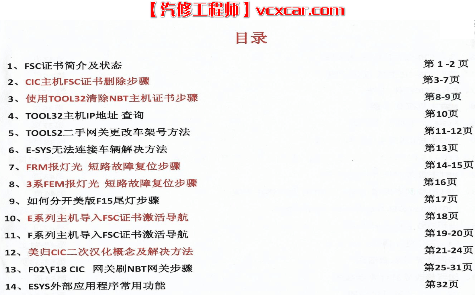 ✅[Free.免费] 宝马BMW | 工程师教程 黑石版：宝马工程师内部升级改装编程培训教程-下册 FSC证书 CIC主机 Tool32 改车架号 激活导航 美规汉化 NBT汉化 EVO主机（210页）