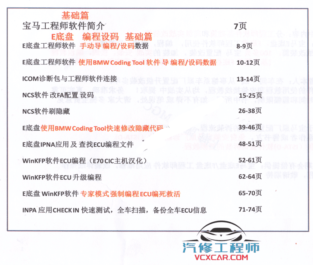 📂宝马BMW | 工程师教程 2019年 MG版:宝马工程师实战培训教程 (230页 1.7G)