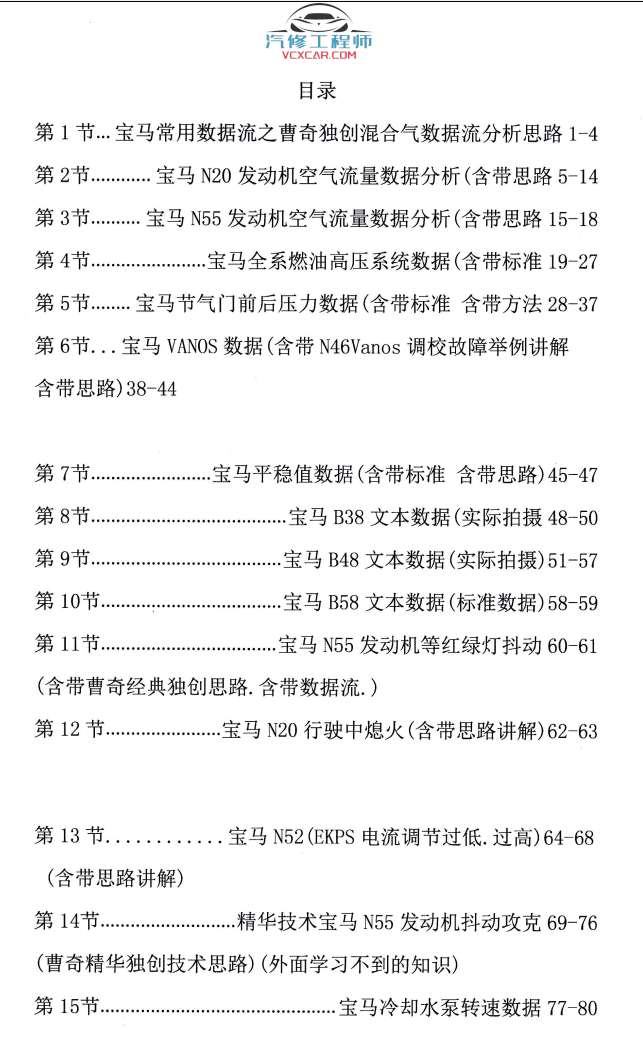 📂宝马BMW | 曹奇讲宝马1～9期发动机 变速箱 数据流 故障分析 疑难杂症 专检 通病（2.4G）