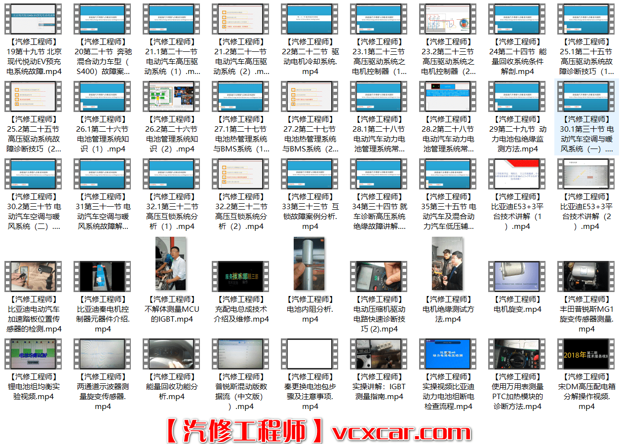 📂新能源 | 培训课程 2019年 刘朝丰版: 新能源 车型详细培训视频+课件 85集全 电池基础 控制器 快充慢充 高压互锁 能量回收(8.7G)