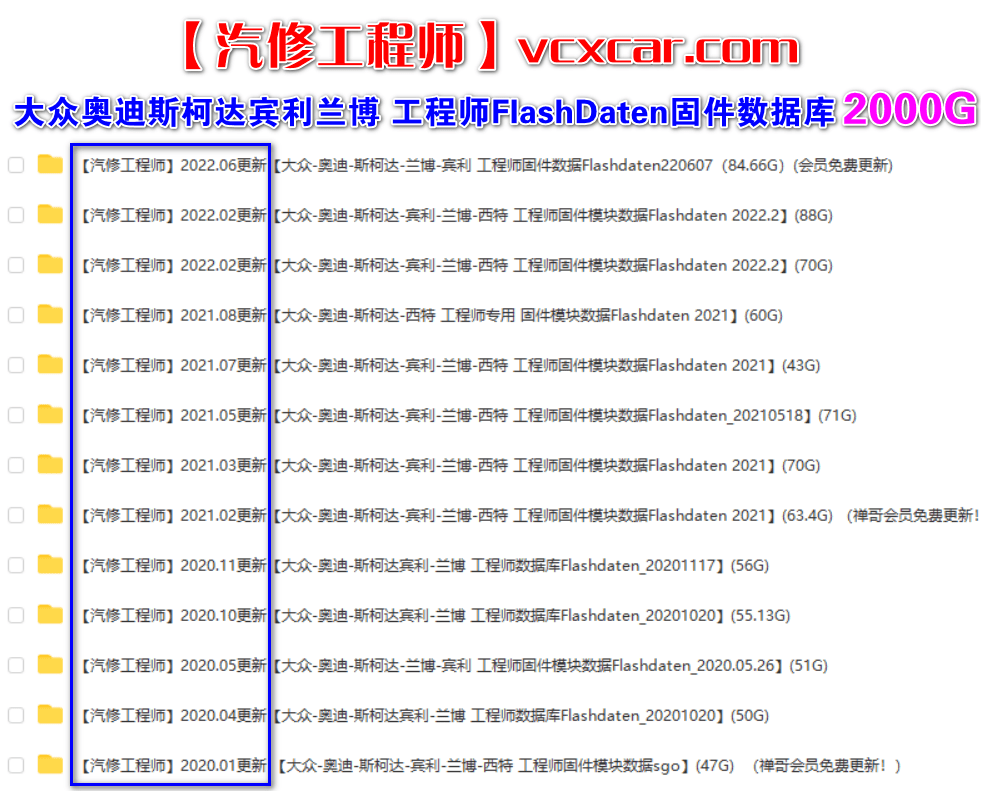 📂大众奥迪 | 固件数据 2017.04大众奥迪斯柯达兰博宾利工程师离线数据FlashDaten 汽车电脑模块数据sgo frf(22G)