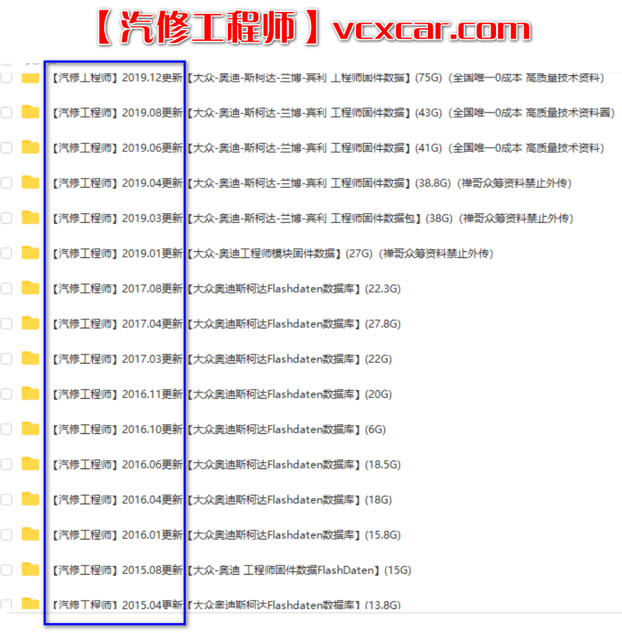 📂大众奥迪 | 固件数据 2017.04大众奥迪斯柯达兰博宾利工程师离线数据FlashDaten 汽车电脑模块数据sgo frf(22G)