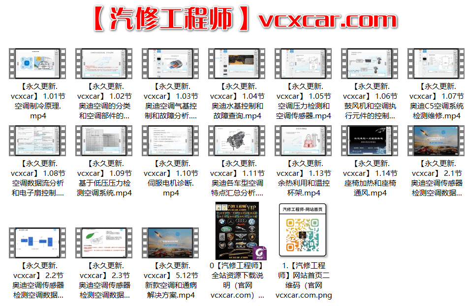 🎓[SVIP·积分课程] 奥迪 | Audi 空调原理与诊断秘籍 奥迪空调诊断维修 数据流及通病17讲 (2.15G)