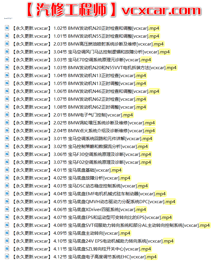 🎓[SVIP·积分课程] 宝马 | BMW 发动机传感器正时原理 车身电气底盘空调 原理和故障诊断 30节课 (3G)