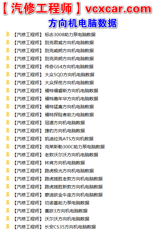 📂数据参数 | 方向机电脑数据 2022年最新 大众奥迪奔驰宝马别克路虎捷豹沃尔沃
