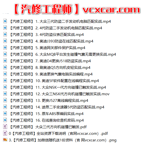 📂大众奥迪 | 工程师课程 2022年最新 ODIS专检+工程师 编程设码实战 视频教程课程含数据【带2022工程师固件90G】