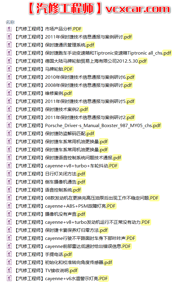 📂保时捷 | Porsche 2013~2005年 技术信息通报与案例研讨（250M）