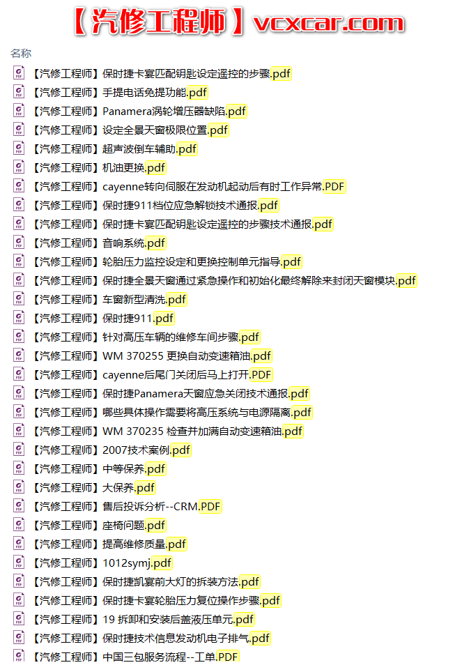 📂保时捷 | Porsche 2013~2005年 技术信息通报与案例研讨（250M）
