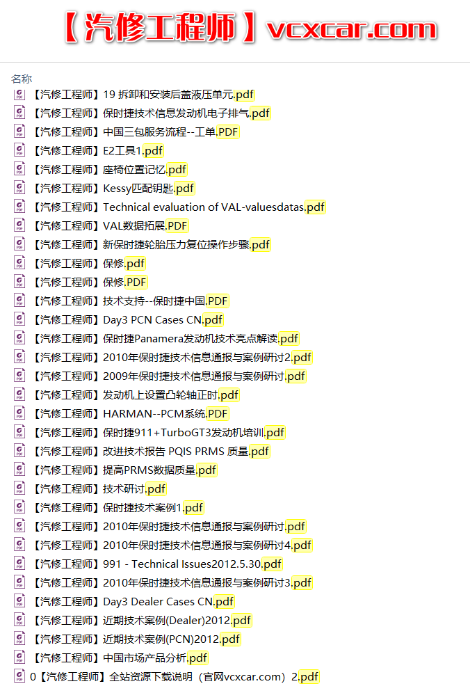 📂保时捷 | Porsche 2013~2005年 技术信息通报与案例研讨（250M）