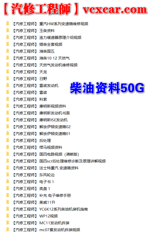 📂柴油车 | 整理1：国四国五 发动机变速箱气门 潍柴锡柴玉柴康明斯日野雷诺 培训视频+维修+电路图+端子图+故障案例资料（52G）