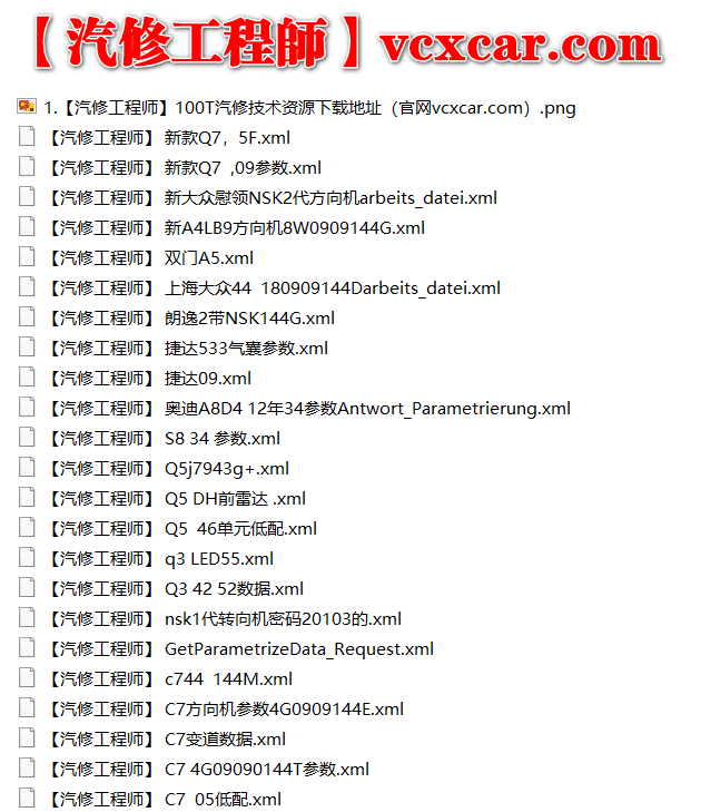 📂大众奥迪 | 数据参数【第1套】升级改装刷隐藏资料 数据参数XML文件 (52份)