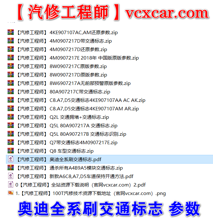 📂大众奥迪 | 数据参数【第4套】奥迪全系刷交通标志 参数XML Q2 Q5L Q7 Q8 A6 A7 D5 (20份)