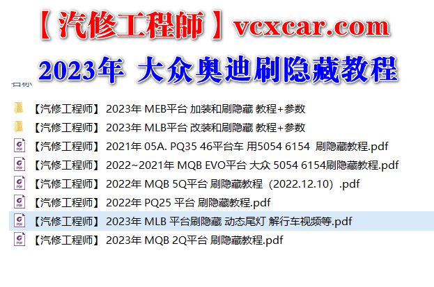 🎓[SVIP·积分] 大众奥迪 |【第11套】2023年 大众奥迪MEB MLB MQB PQ 2Q 5Q平台 刷隐藏教程+参数XML 动态尾灯 氛围灯(最全2)(270份)