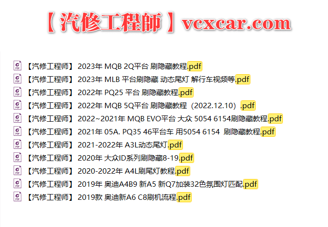 🎓[SVIP·积分] 大众奥迪 |【第11套】2023年 大众奥迪MEB MLB MQB PQ 2Q 5Q平台 刷隐藏教程+参数XML 动态尾灯 氛围灯(最全2)(270份)