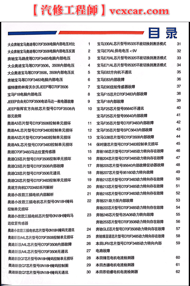 📂方向机 | 维修 瑞华德系美系日系国产 方向机模块维修手册 测量与技巧 电脑芯片控制单元 故障分析维修教程+方向机数据 (123页)