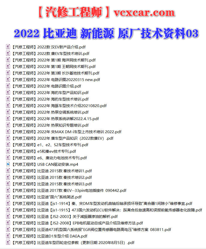 📂比亚迪BYD | 原厂培训 2022~2019 新能源: 海豚驱逐舰 秦汉唐宋元 E 纯电+混动 技术培训资料教程 03（5G）
