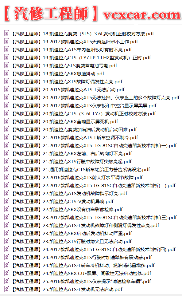 ✅[Free.免费] 凯迪拉克cadillac | 故障维修案例 原厂技术通报 ATS CT6 CTS SRX XT4 XT5 XT6 XTS (关注更新)（240份）