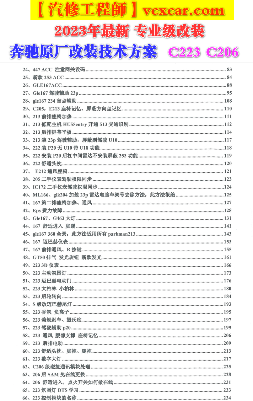 📂奔驰Benz | 原厂改装 2023 [第3册]专业级奔驰工程师DTS原厂改装技术方案 编程设码 升级改装 自学教程 新款C223 C206车型（251页）