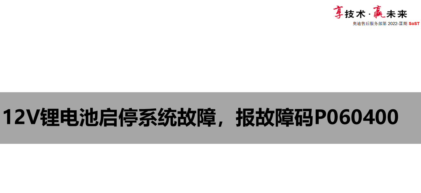 📂奥迪Audi | 原厂SOST 内部技术培训—2022年第2期 售后方案 故障案例 技术通报 新能源故障（6.5G）