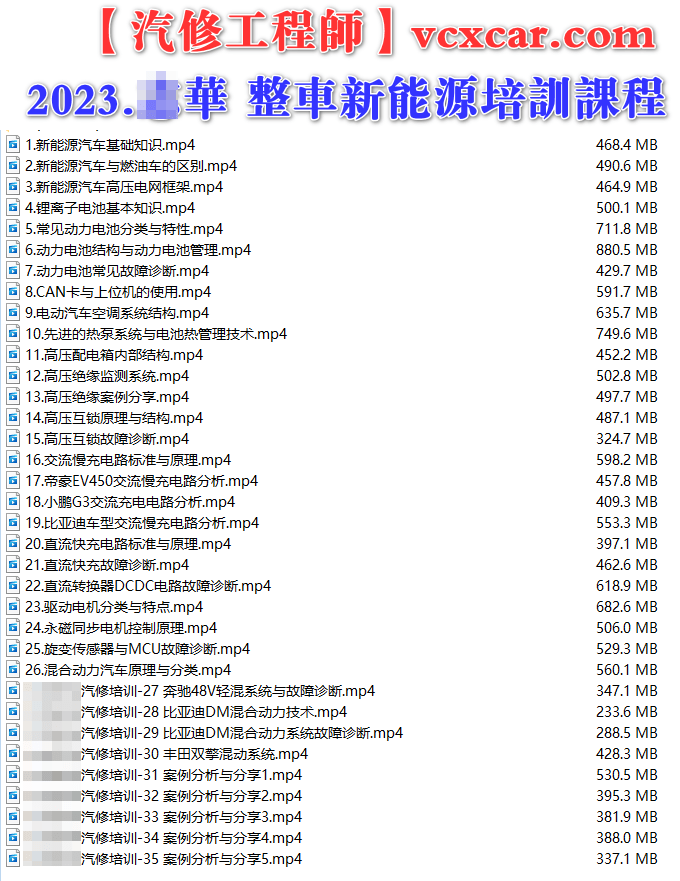 🟥[SVIP·专享] 新能源 | 课程 2023 ZH版: 新能源整车技术培训 动力电池电路故障案例分析（16.8G）