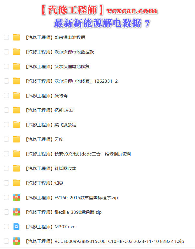 🟥[SVIP·专享] 新能源 | 数据 2023 全网收集最全 新能源BMS和VCU编程器刷写解电数据 保时捷特斯拉比亚迪蔚来奇瑞北汽东风别克威马宁德（9G）