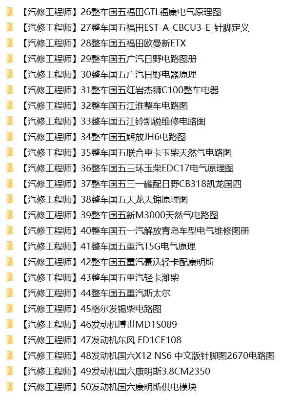 📂柴油车 | 整理6：国六国五 重汽重卡电路图+维修手册 [东风 江铃 福田 广汽 解放 江淮 玉柴 潍柴 锡柴]（2G）