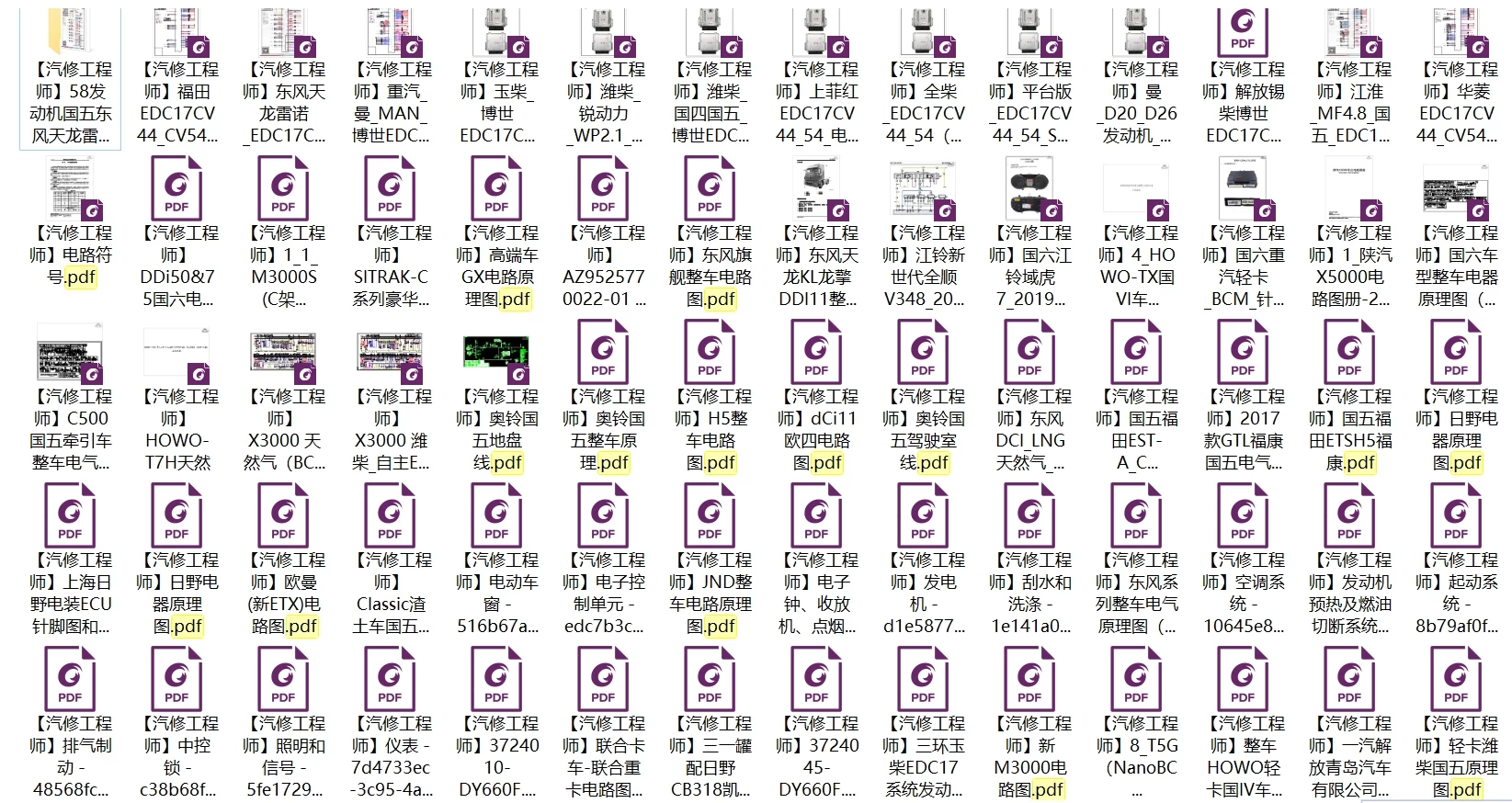 📂柴油车 | 整理6：国六国五 重汽重卡电路图+维修手册 [东风 江铃 福田 广汽 解放 江淮 玉柴 潍柴 锡柴]（2G）