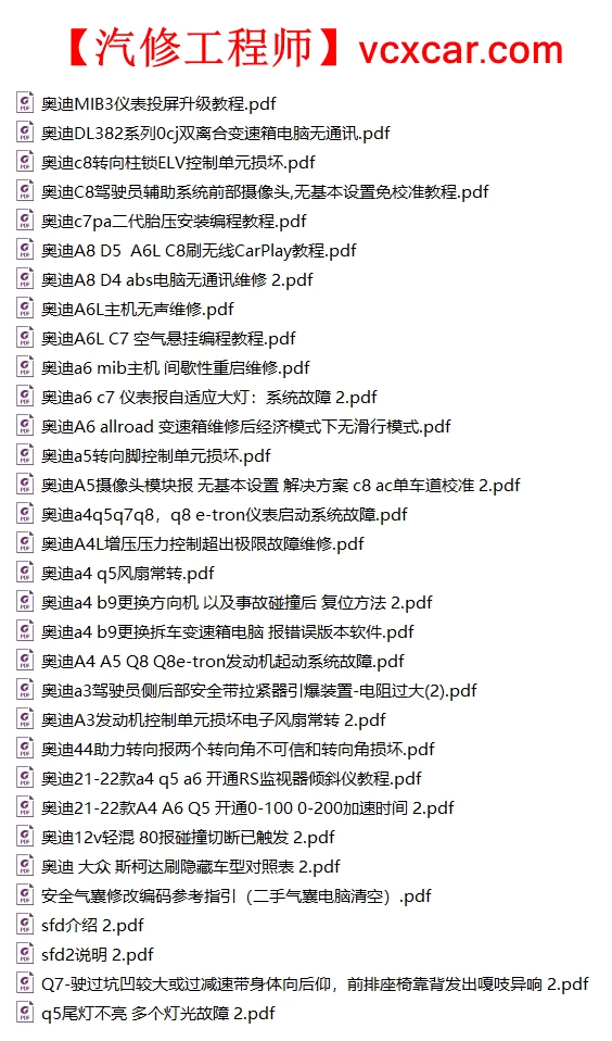 🎓[SVIP·积分] 大众奥迪 | 【第34套】2025年更新：刷隐藏、匹配、编码、故障案例、SFD说明（147份467M）