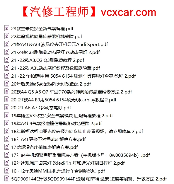 🎓[SVIP·积分] 大众奥迪 | 【第34套】2025年更新：刷隐藏、匹配、编码、故障案例、SFD说明（147份467M）