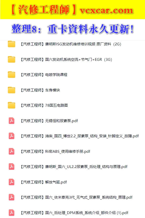 📂柴油车 | 资料 整理8：康明斯发动机维修 国六维修资料（7.4G）