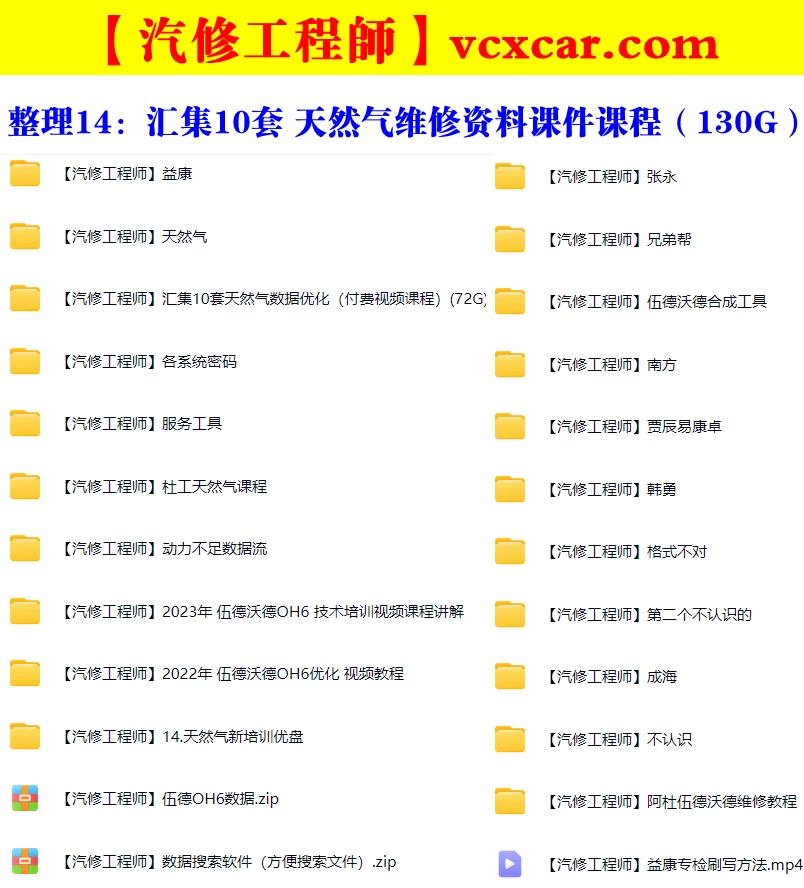 🎓[SVIP·积分] 重卡 | 资料 整理14：汇集10套 重卡天然气 数据优化 动力升级 诊断编程 故障案例 资深修车 维修课程（4000份 130G）