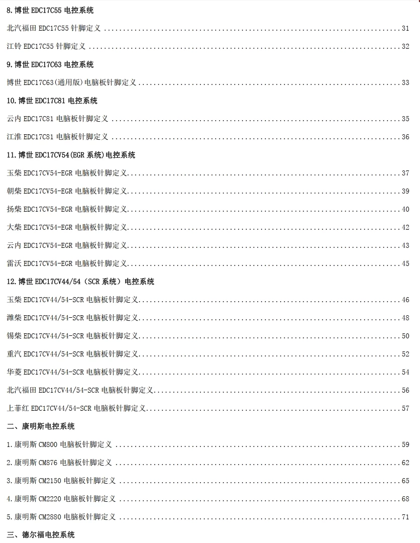 📂柴油车 | 资料 整理16：63套国六货车整车电气原理图+针脚定义图+维修手册+电路图 [重汽 福田 江铃 东风 解放 大运]（120份 800M）
