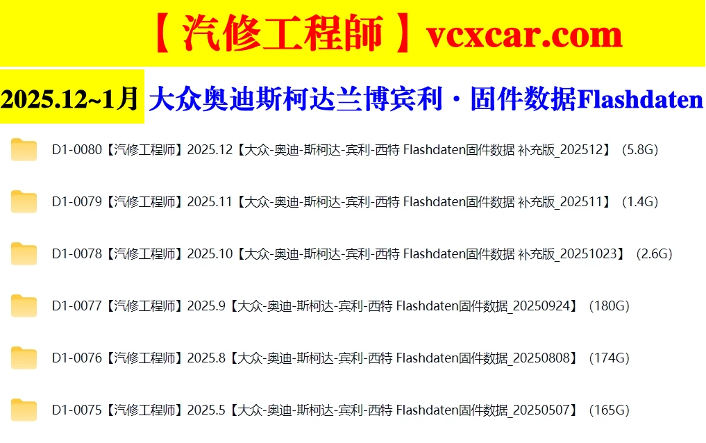 📂大众奥迪 | Flashdaten 2025.10大众-奥迪-斯柯达-宾利-兰博-西特工程师离线数据 汽车电脑模块固件数据(VW Audi Skoda -Bentley)sgo frf (2.6G)