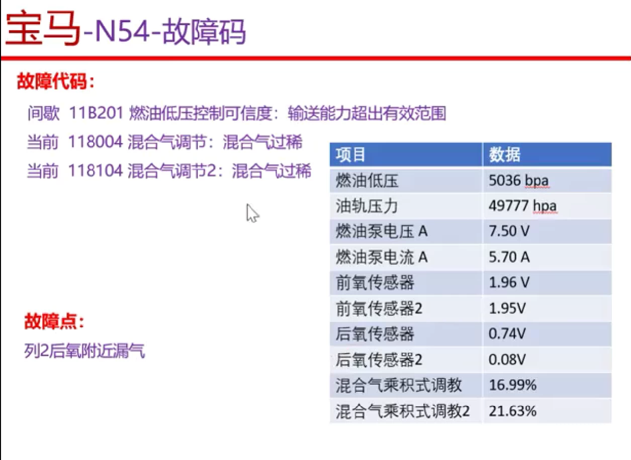 📂宝马BMW | 故障 各类发动机 故障原理&检修思路&数据流分析_162节 [混合气过稀过浓 怠速抖动 正时故障 机油压力]
