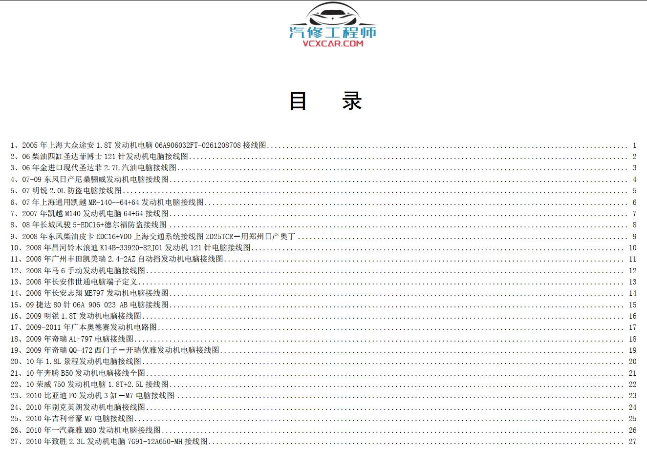 📂电脑针脚图 | 【经典收藏版】·发动机电脑针脚图 端子功能速查图册（600份 2.7G）