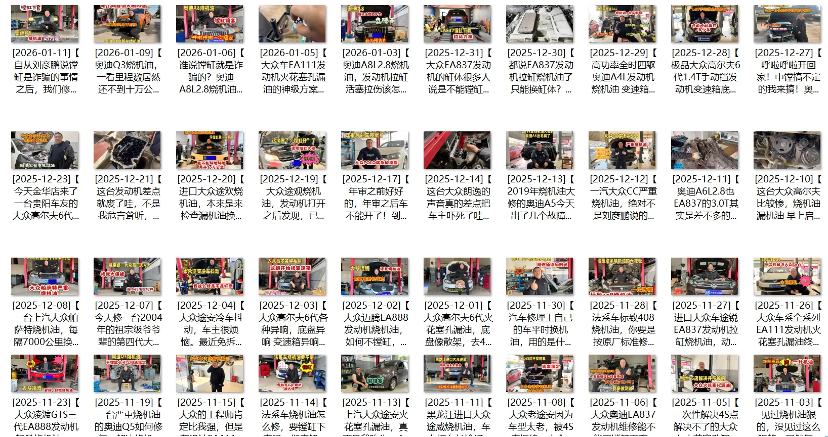 📂[Vlog] | 国内·燃油车维修视频分享 TOP·01：2026.8 汽修厂 德系·美系·日系·国产 日常故障案例汇总_476集 106G（2026.8.12更新）