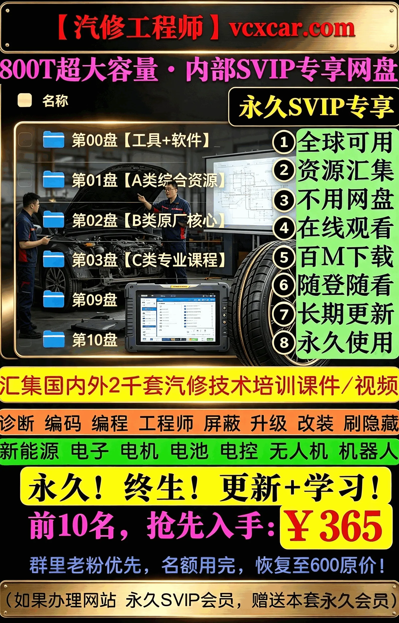[置顶]♠【全球可用】800T·超级内部技术共享网盘：￥365永久，限额10人！[ 永久更新 · 内部平台 · 在线观看 · 百M下载 · 无需养网盘会员 ]