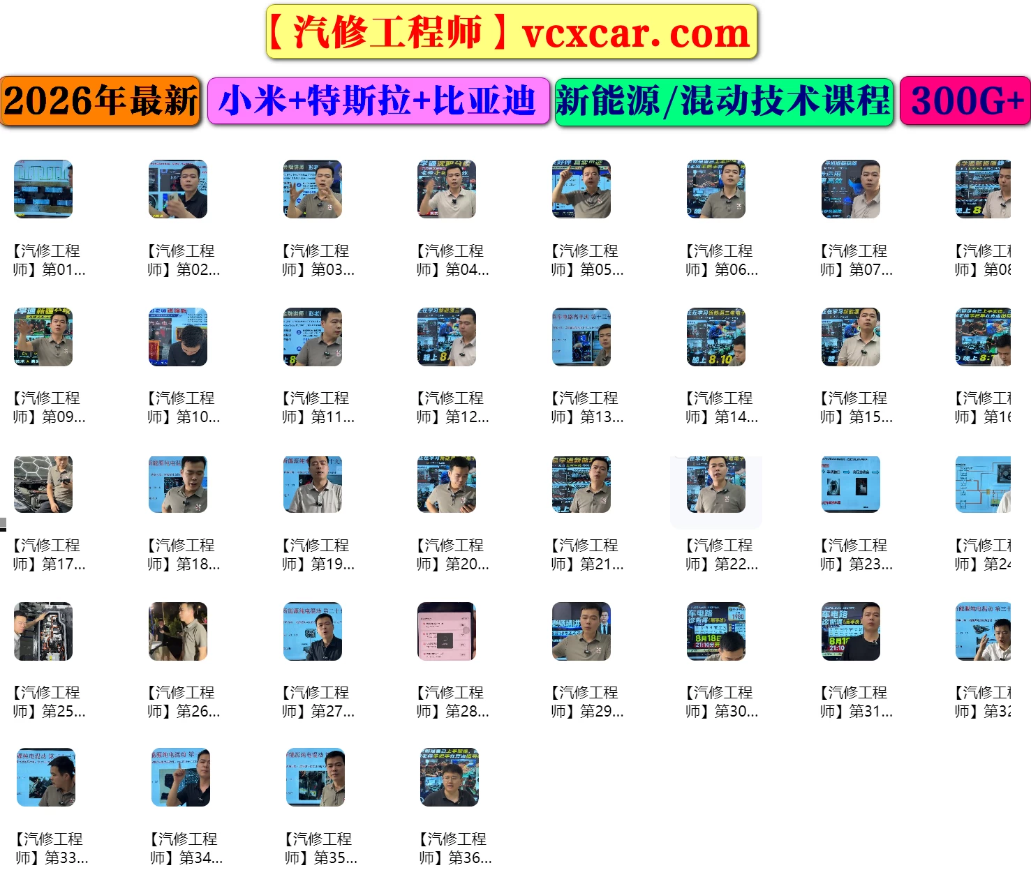 🎓[SVIP·积分课程] 2026最新 小米+特斯拉+比亚迪 新能源+混动技术培训课程_37-74节 (中)(166G)
