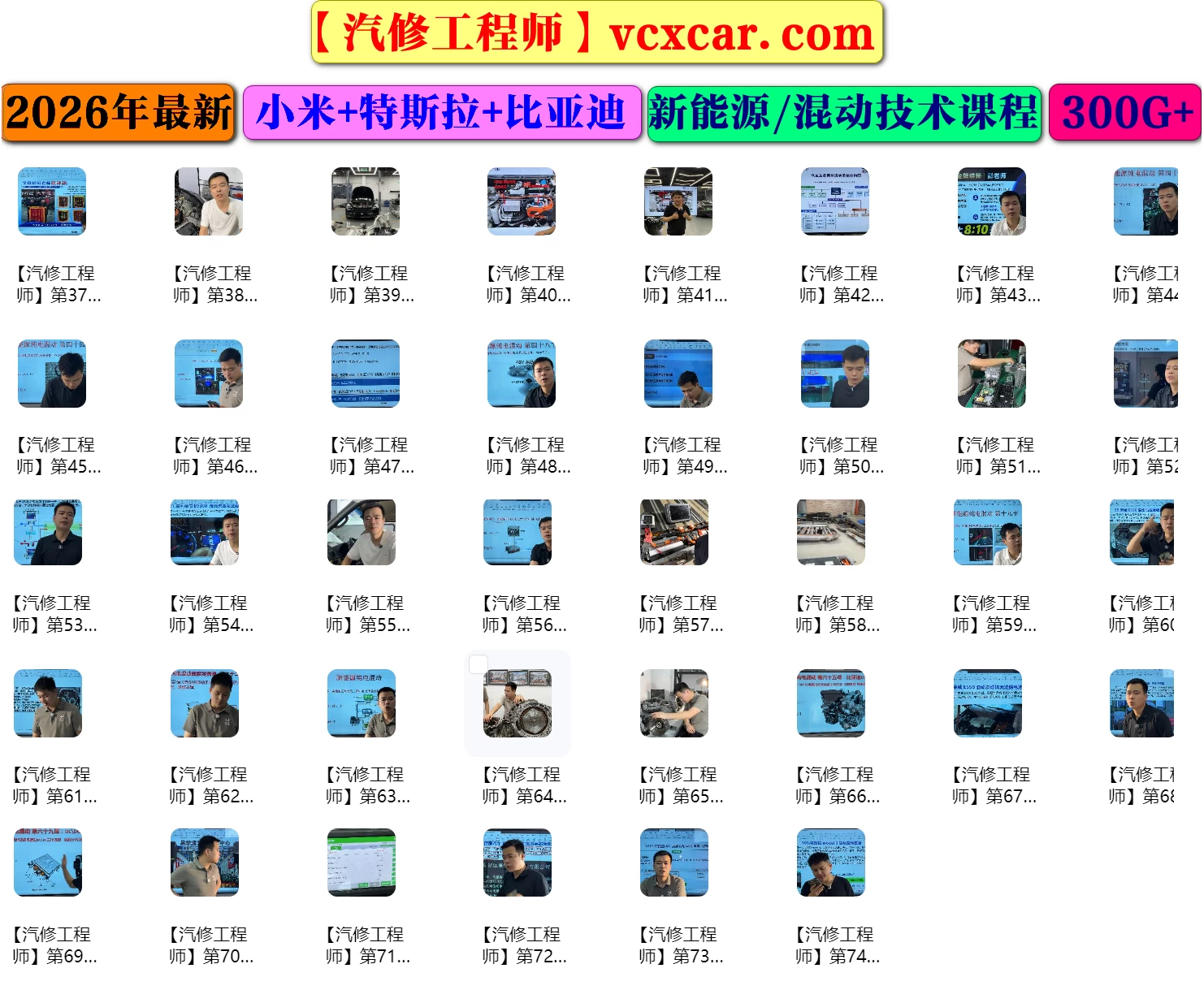 🎓[SVIP·积分课程] 2026最新 小米+特斯拉+比亚迪 新能源+混动技术培训课程_37-74节 (中)(166G)